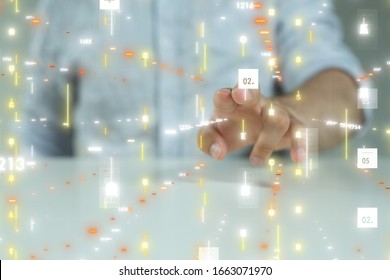 pressing document icon over computer binary code 