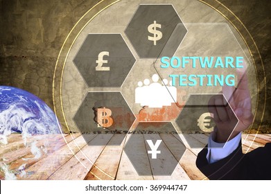 pressing internet concept  software testing   with decorative detail , vintage tone , image element furnished by NASA