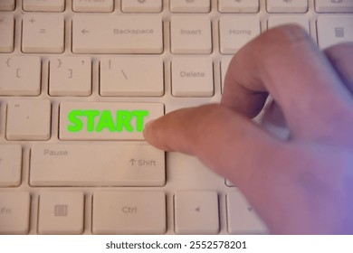 Pressing the start button, the idea of ​​starting something new, new ideas