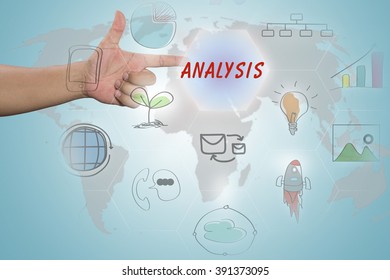 pressing touch screen interface and select "ANALYSIS", business concept , business idea