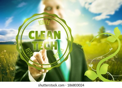 Pressing Virtual Screen Clean Technology Business Concept - Waste Hierarchy