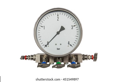 Pressure Differential Gauge,Pressure Differential Gauge Isolated On White Background.