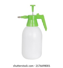 Pressure Hand garden sprayer for plants on a white background with green pump,white background 
 - Shutterstock ID 2176698001
