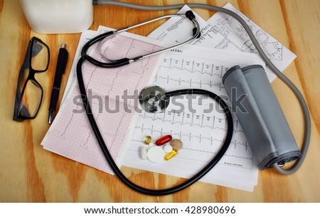 Pressure measurement, stethoscope and correction using medicines pills