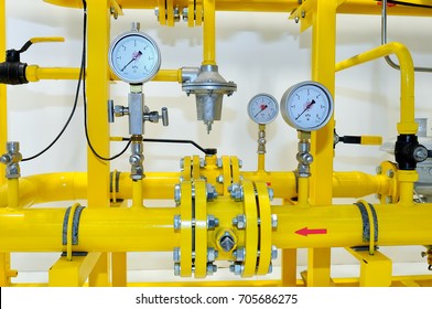 Pressure Meters On Natural Gas Pipeline.