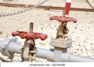 Pressure Valves At The Site Of First Oil Well In The Persian Gulf, Bahrain