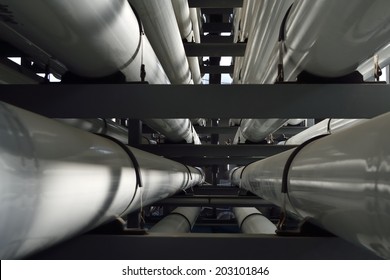 Pressure Vessels Of An Industrial Reverse Osmosis Plant. 