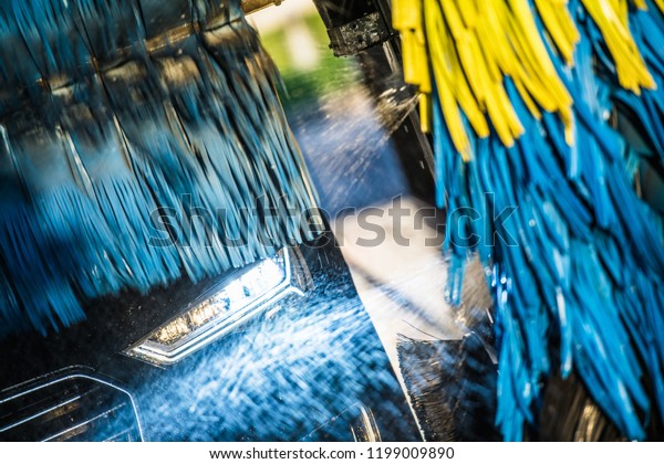 Pressure Washer and Brush Vehicle Cleaning. In the Car
Wash. 