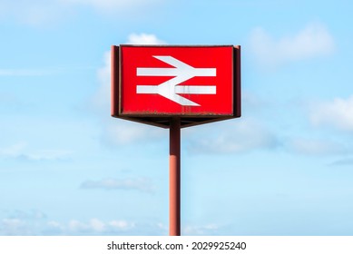 Preston , Lancashire-England - 23.08.2021 - Weathered British Rail Sign, Preston Railway Station Northwest England