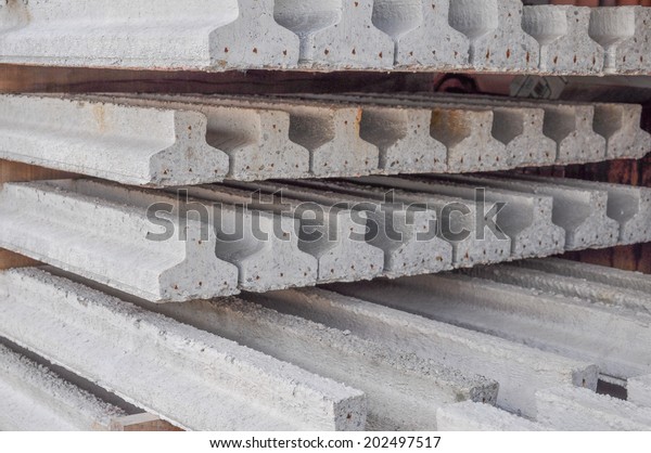 Prestressed Precast Pretensioned Reinforced Concrete Beam Stock Photo ...