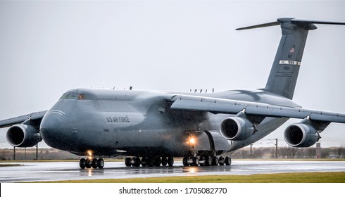 Prestwick, Scotland - 28th February 2020. C5-M Super Galaxy From The US Airforce At Glasgow Prestwick Airport 