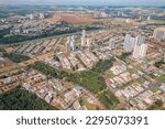 Ribeirão Preto, Sao Paulo, Brazil - Circa April 2023: Ribeirao Preto, botanical garden, avenue carlos eduardo de gasperi consoni, aerial view