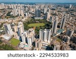 Ribeirão Preto, Sao Paulo,Brazil - Circa April 2023: Ribeirao Preto, Botanical Garden, Luis Carlos Raya Park, aerial view