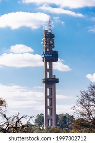 Pretoria, Gauteng, South Africa - June 22 2021:  The Telkom Communication Tower In Pretoria.  A Marvel Of Technology And A Landmark Towering Over The City.  