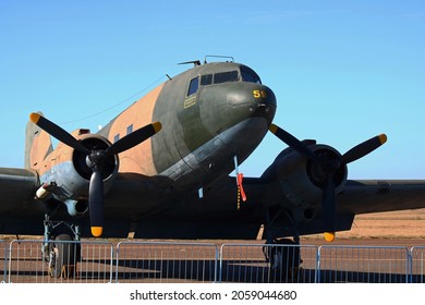 PRETORIA, GAUTENG, SOUTH AFRICA - MAY 23, 2021: Douglas C-47 Dakota Medium Transport Aircraft On Display At Museum Open Day At The South African Air Force Museum.