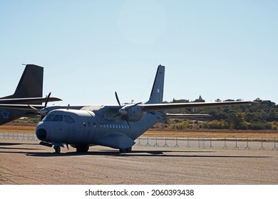 PRETORIA, GAUTENG, SOUTH AFRICA - MAY 23, 2021: Casa CN235 Medium Transport Aircraft On Display At Museum Open Day At The South African Air Force Museum.