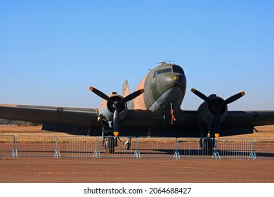 PRETORIA, GAUTENG, SOUTH AFRICA - MAY 23, 2021: Douglas C-47 Dakota Medium Transport Aircraft On Display Outdoors At Museum Open Day At The South African Air Force Museum.