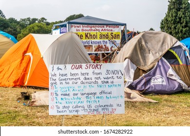 Pretoria, South Africa - May 24, 2019: Khoisan People Demanding Their Rights As Language And Land On Nelson Mandela Square.