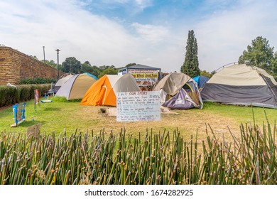 Pretoria, South Africa - May 24, 2019: Khoisan People Demanding Their Rights As Language And Land On Nelson Mandela Square.