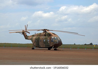 PRETORIA, SOUTH AFRICA - OCTOBER 21, 2020: SA 321L Super Frelon Transport Helicopter Standing On Tarmac On Static Display At The South African Air Force Museum.