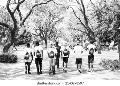 Pretoria, South Africa - October 9, 2015: African Students Taking A Tour Of A University Campus