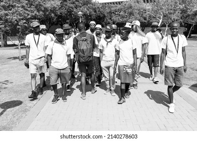 Pretoria, South Africa - October 9, 2015: African Students Taking A Tour Of A University Campus