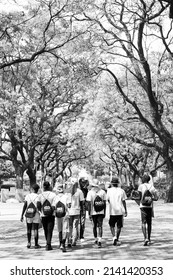 Pretoria, South Africa - October 9, 2015: African Students Taking A Tour Of A University Campus