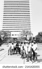 Pretoria, South Africa - October 9, 2015: African Students Taking A Tour Of A University Campus