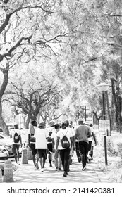 Pretoria, South Africa - October 9, 2015: African Students Taking A Tour Of A University Campus