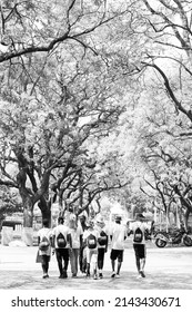 Pretoria, South Africa - October 9, 2015: African Students Taking A Tour Of A University Campus