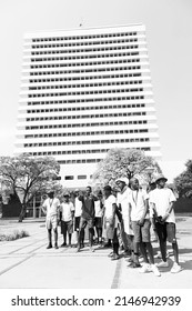 Pretoria, South Africa - October 9, 2015: African Students Taking A Tour Of A University Campus