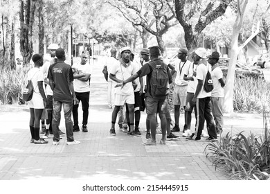 Pretoria, South Africa - October 9, 2015: African Students Taking A Tour Of A University Campus