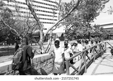 Pretoria, South Africa - October 9, 2015: African Students Taking A Tour Of A University Campus