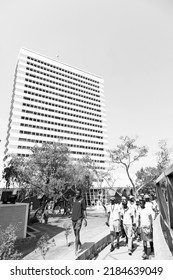 Pretoria, South Africa - October 9, 2015: African Students Taking A Tour Of A University Campus