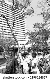 Pretoria, South Africa - October 9, 2015: African Students Taking A Tour Of A University Campus