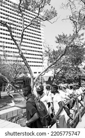 Pretoria, South Africa - October 9, 2015: African Students Taking A Tour Of A University Campus