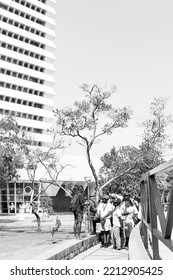 Pretoria, South Africa - October 9, 2015: African Students Taking A Tour Of A University Campus