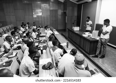 Pretoria, South Africa - October 9, 2015: African Young Men Attending A Lecture In College Auditorium