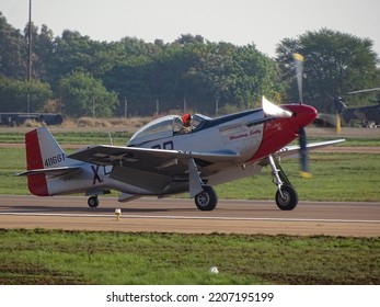 Pretoria, South Africa - September 25, 2022: North American P-51 Mustang At The African Aerospace  Defence Show (AAD)