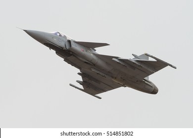 PRETORIA, SOUTH AFRICA-SEPTEMBER 17 2016: A Gripen Fighter Flies Past At  The African Air Defense Show At AFB Waterkloof