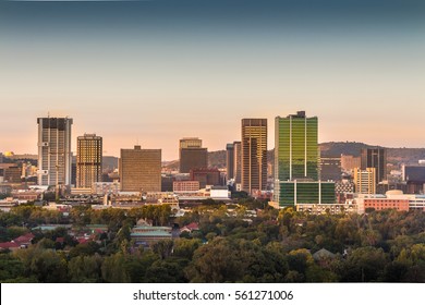 Pretoria (Tshwane), South Africa - April 17th, 2016. Sunrise View Of City Center Skyline.