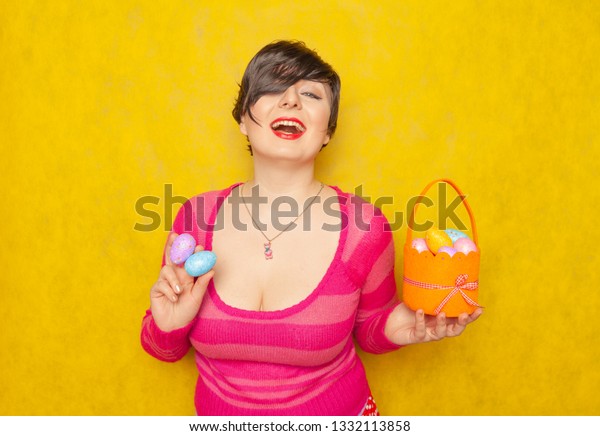 Pretty Adult Chubby Woman Short Hair Stock Photo Edit Now 1332113858