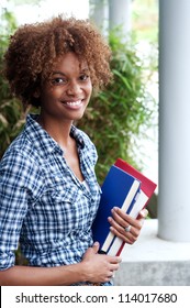 Pretty African American College Student On Campus