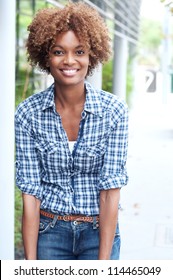 Pretty African American College Student On Campus