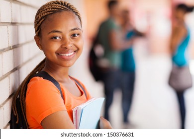 Pretty African American University Student Closeup