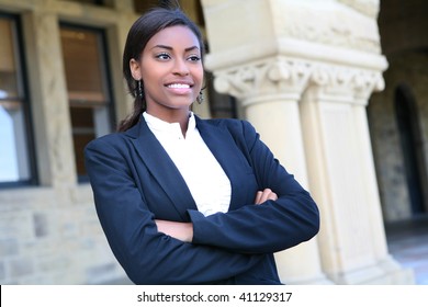 A pretty african american woman at college