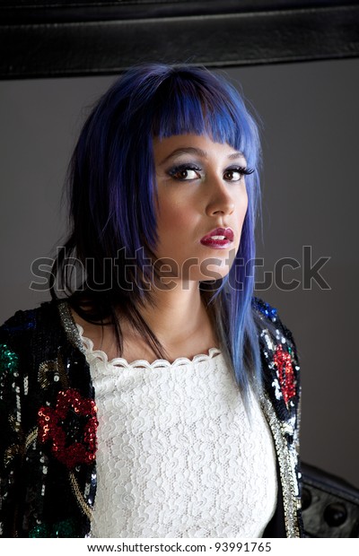 Pretty Asian Woman Purple Hair Beautiful Stock Photo Edit Now