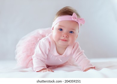 Pretty Baby Girl In Pink Dress