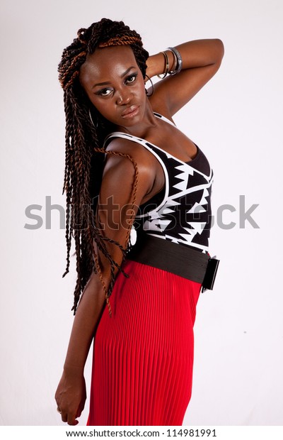 Pretty Black Woman Long Dread Locks Stock Photo Edit Now