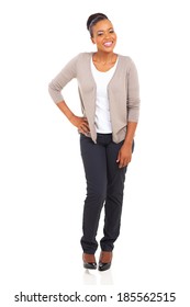 Pretty Black Woman Standing On White Background